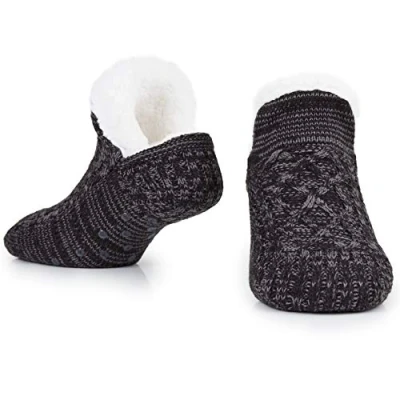 Image of CityComfort Slipper Socks for Women Teenagers, Cosy Warm Fleece Lined Bed Gifts Her (Black/White)