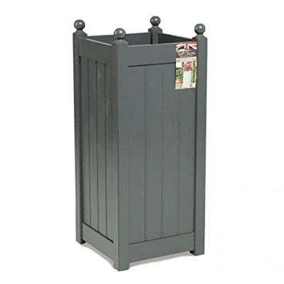 Image of Garden Store Direct AFK Classic Tall Timber Outdoor Planter, 38.1cm Sqaure x 90cm High Charcoal
