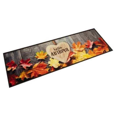 Image of vidaXL Brown Autumn Velvet Kitchen Runner Skid Resistant and Machine Washable Anti Fatigue Mat for Indoor/Outdoor Use, 180x60cm