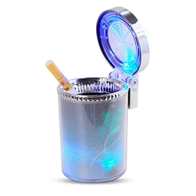 Image of Kytpyi Ashtray, Ashtray with Lid Smell Proof, Colorful Lighting Creative Led Light and Detachable Stand, Portable Self Extinguishing 2 Cigarette Holes, Outdoor Travel