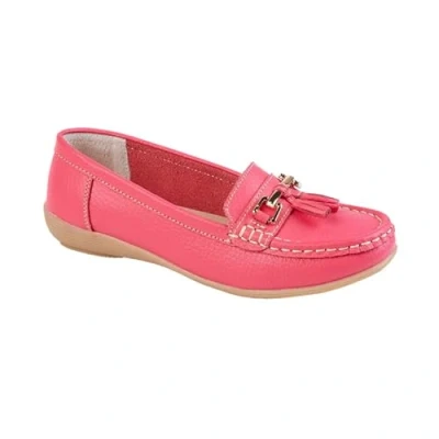 Image of Jo &amp; Joe Women Leather Flat Loafer Ladies Casual Comfy Slider Low Wedge Heel Work Shoes Watermelon Size 7