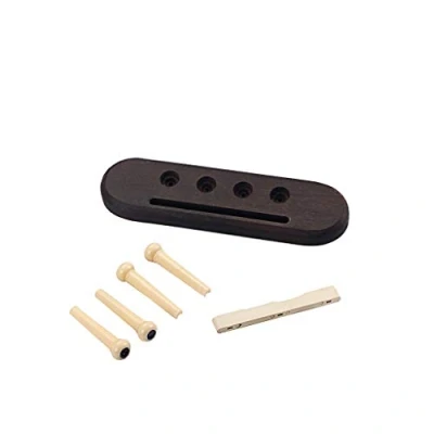Image of Alnicov 4 String Rosewood Ukulele Bridge and ABS Saddle Nut Slotted for Parts