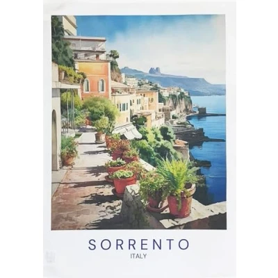 Image of Half a Donkey Sorrento Large Cotton Tea Towel