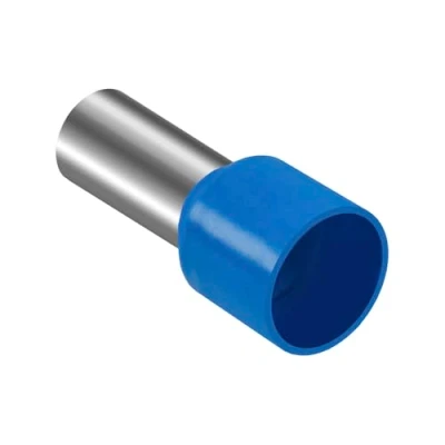 Image of Heschen Cord End Terminal E16 12 AWG 6/16 mm², Wire Copper Crimp Connector, Vinyl Insulated, Blue, Pack of 100