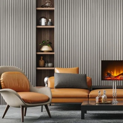 Image of Fuse Acoustic Wooden Wall Panel in Grey Oak, 240cm x 60cm (3 Pack)