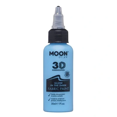 Image of Smiffys Moon Glow in the Dark 3D Fabric paint 30ml Blue Textile for clothes, t shirts, bags, shoes &amp; canvas