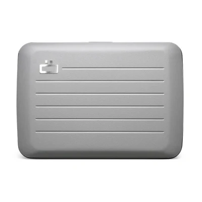 Image of ÖGON Aluminium Wallet Smart case V2 Metal Lock Water Resistant Card Holder RFID Protection Up to 10 Cards, Receipts and Bills Stone Grey