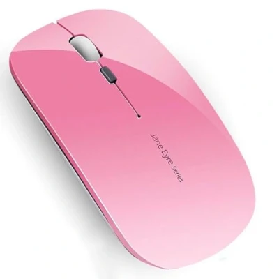 Image of Uiosmuph Q5 Wireless Mouse, 2.4GHz Slim Portable Mouse for Laptop, Rechargeable Ergonomic Computer with USB Receiver Mac PC Notebook Macbook Chromebook, Pink