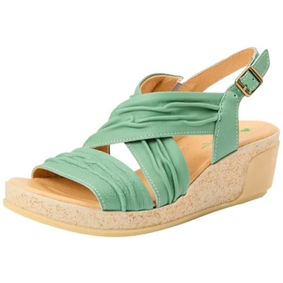 Image of El Naturalista Women&#039;s N5117 Leaves Sandal, Jade, 6 UK