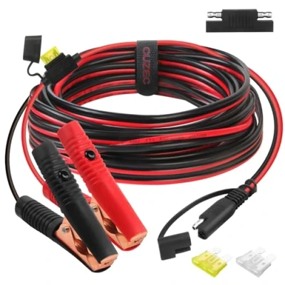 Image of CUZEC 14FT/4.27m 14AWG 20A Battery Alligator Clip to SAE Connector/12V Quick Release Adapter Clips Disconnect Cable