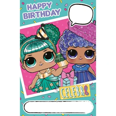 Image of Official LOL Surprise Doll Personalised Birthday Card Personalise Name &amp; Age with Sticker Sheet included
