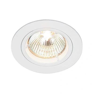 Image of Saxby Cast Modern Recessed 50W Fixed Twist &amp; Lock Mains 240V LED Compatible GU10 IP20 Rated Gloss White Ceiling Spot Downlight for Kitchen Bedroom Lounge etc.