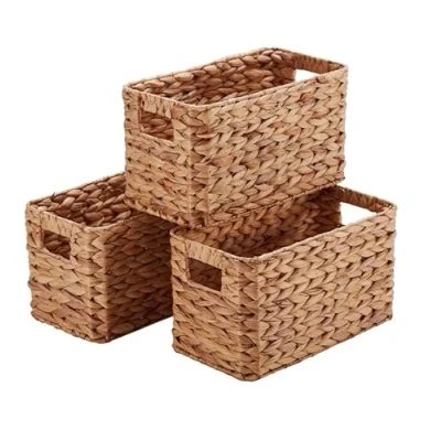 Image of Wovenhill Set of 3 Small Milton Baskets Natural Rattan Storage Boxes W20 x D38 H21cm