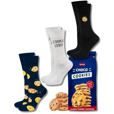 Image of soxo Sweets Socks Men Funny Women Gifts Mens Cotton Sock Ladies Gift Men&#039;s Presents 6.5 10.5 UK Cookies 3 Pairs
