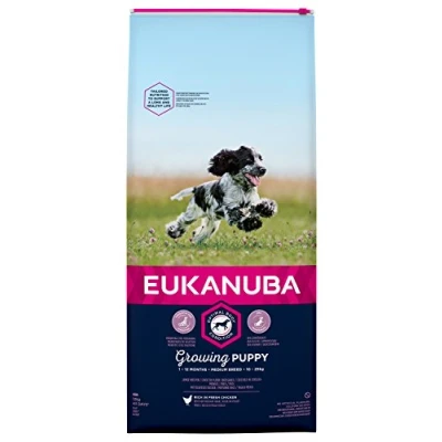 Image of Eukanuba Puppy Dog Food for Medium Dogs Rich in Fresh Chicken, 12 kg