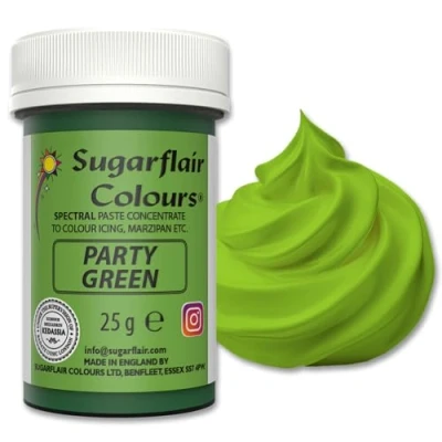 Image of Sugarflair Spectral Party Green Food Colouring Paste, Highly Concentrated for Buttercream, Sugar Royal Icing, Cake Mixes and More! Vibrant Colour Dye 25g