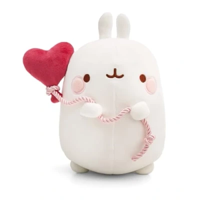 Image of NICI soft toy MOLANG with heart shaped balloon 12cm white Cuddly sweet plush for cuddling and playing, children &amp; adults, great gift idea 61672