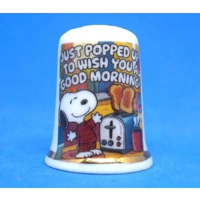Image of Birchcroft Porcelain China Collectible Thimble Good Morning with Display Box