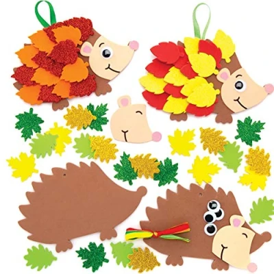 Image of Baker Ross AW937 Leafy Hedgehog Kits, Autumn and Winter Arts Crafts (Pack of 5), Assorted