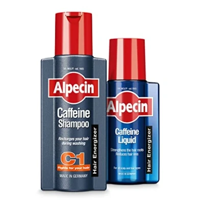 Image of Alpecin Caffeine Shampoo C1 and Liquid Natural Hair Growth for Men Energizer Strong Care Made in Germany Set of 250ml 200ml