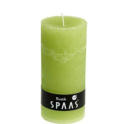 Image of Spaas 8 Rustic Unscented Pillar Candles 70/130 mm, 60 Hours, Apple Green