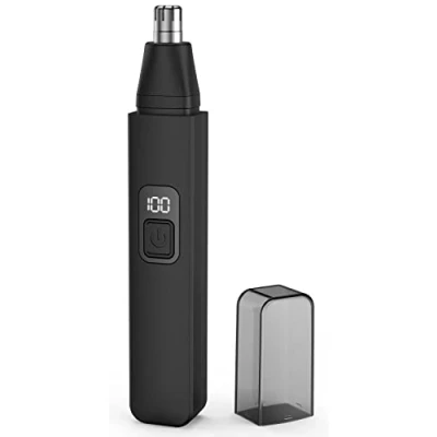 Image of Nose Hair Trimmer, Rechargeable Cordless Painless Ear Eyebrow Trimming Tool Dual Edge Blades Razor Easy Cleansing with LED Light for Man Woman (Black)