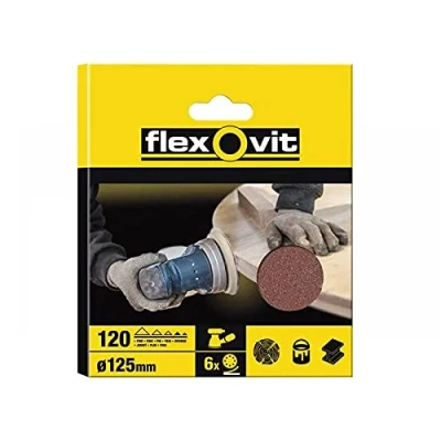 Image of Flexovit FLV26392 Velcro Backed Sanding Discs 125mm 8 Hole Fine (6pk)
