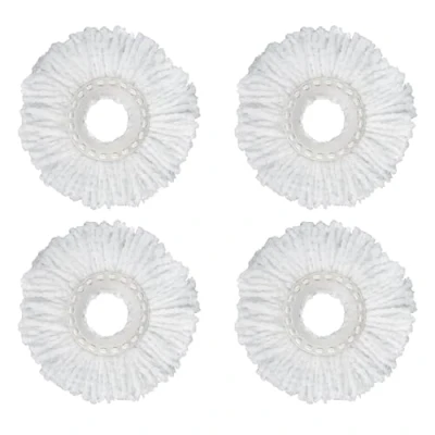Image of Crystals 360 Spin Mop &amp; Bucket Set Microfibre with Wringer, 2 Heads for Efficient Home Cleaning, Suitable Tile, Wood Marble Floors, Floor Cleaning System (4 Pads Only)