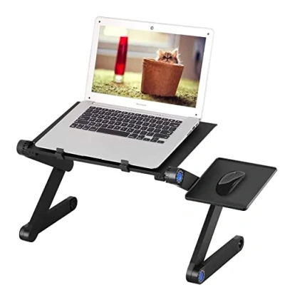 Image of Uten Laptop Stand, Adjustable Folding Desk Riser with Mouse Pad, Ergonomic Holder for Bed Sofa Fan