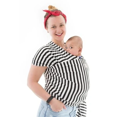 Image of Baby Sling Wrap Newborn to Toddler Carrier, Stretchy Wraps Safety Tested, Hands Free Carrier (Black Stripe)