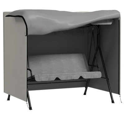 Image of Outsunny 3 Seater 600D Oxford Patio Swing Chair Cover Outdoor Garden Furniture Rain Protection Protector Waterproof Anti UV, 177 x 114 152cm, Light Grey