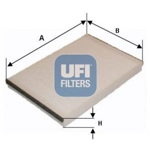 Image of 5128504, AC6N18D543AA Pollen Filter UFI 53.422.00 Particulate 257mm 203mm 36mm FORD: KUGA 2, C Max Transit Connect V408 Van