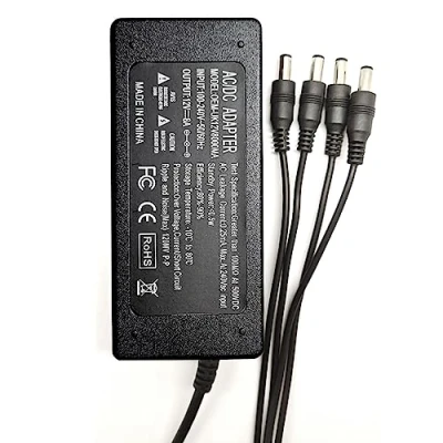 Image of Sentry 12v 8A PSU Power Supply Unit Adapter AC/DC UK 3 Pin mains 240v AC to DC for CCTV Cameras Monitors DVRs Lightings (4 Way Splitter)