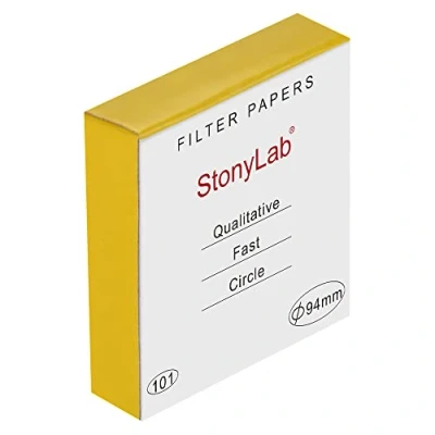 Image of stonylab Qualitative Filter Paper, 94 mm Diameter Fast Speed Cellulose Paper Circles, 25 Microns Particle Retention, 100 Packs