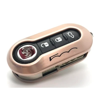 Image of Nordecco Fiat 500 Key Case Cover Fits For 500C 500L Abarth Grande Punto Brava Panda Stilo Linea DolceVita 2023 CLub Button Flip (Rose Gold Glitter)