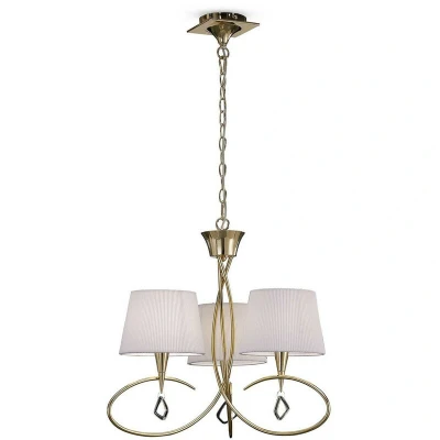 Image of Mara Pendant 3 Light E14, French Gold With Ivory White Shades