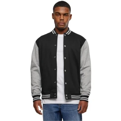 Image of Urban Classics Men&#039;s 2 tone College Sweatjacket, Multicolour (Black/Grey), L