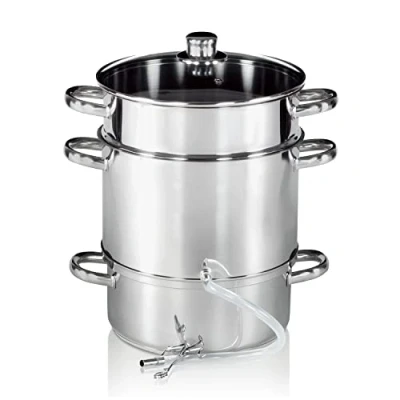 Image of Krüger Stainless Steel Fruit Juicer 26 cm Gentle Juicing of and Vegetables According to Steam Principle Extraction Natural Juice &amp; Sugar