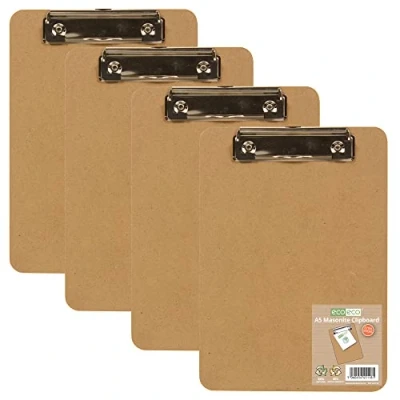 Image of eco A5 Masonite Strong Clipboard with Low Profile Metal Clip, eco118x4