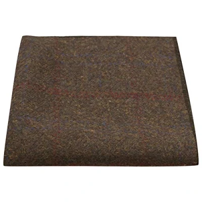 Image of King &amp; Priory Heritage Check Earth Brown Pocket Square, Handkerchief