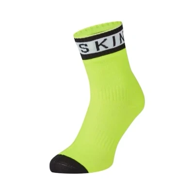 Image of SEALSKINZ Unisex Mautby Waterproof Warm Weather Ankle Length Sock With Hydrostop, Neon Yellow, XL EU