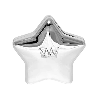 Image of Brillibrum Design Children&#039;s Money Box Silver Star with Crown Christening Plated Gift for Girls Baby (Engraving up to 25