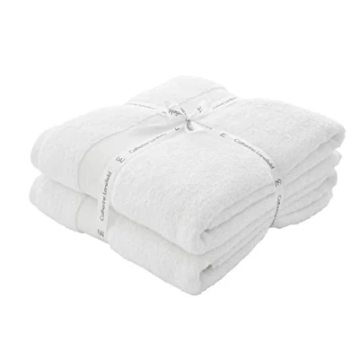 Image of Catherine Lansfield Anti Bacterial Soft &amp; Absorbent Cotton Bath Sheet Pair White