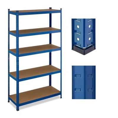 Image of Relaxdays Heavy Duty Shelving, up to 500 kg, Dividable, Cellar, Garage, Plug in Storage, 180 x 100 40 cm, Steel, Blue