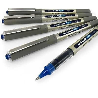 Image of uni ball UB 157 Liquid Ink Rollerball Pens 0.7mm Nib Blue Pack of 5
