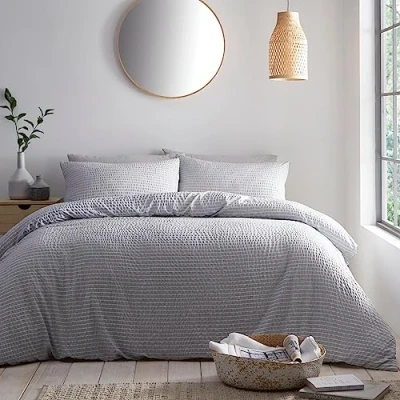 Image of Appletree Loft Altro Textured Duvet Cover Set Single Bed Size in Grey