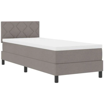 Image of vidaXL Box Spring Bed with Mattress &amp; LED Taupe 80x200 cm Fabric