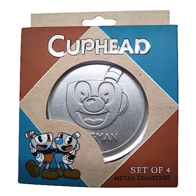Image of Cuphead Set of 4 Embossed Metal Coasters