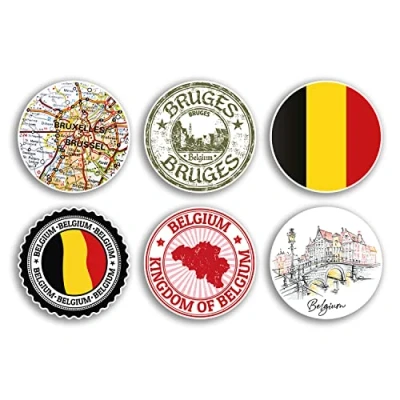 Image of 6 x 10cm Belgium Vinyl Stickers Belgian Country City Travel Map Flag Holiday Luggage Design Gift #78847