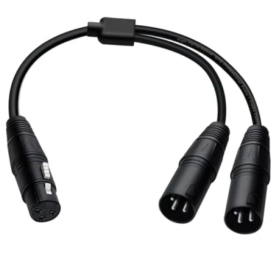 Image of HuaLiSiJi XLR Kabel Y Splitter 1 Female auf 2 Male Mikrofonkabel Splitterkabel (Schwarz, 0.5m)